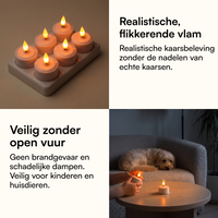 LED Kaarsen - Oplaadbare Waxinelichtjes 12x