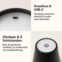 Flessenlamp - Oplaadbare LED Tafellamp - set van 2 st.
